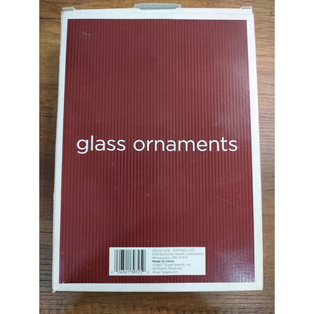 Target Inc Glass Ball Christmas Ornaments Lot Of 12 2007 Red Gold Swirl O56